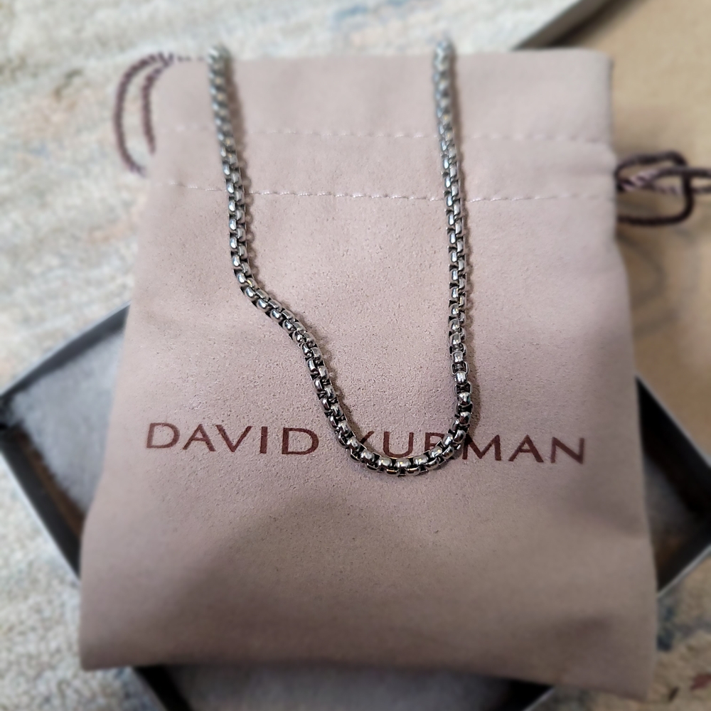 David Yurman Silver Box Chain Necklace